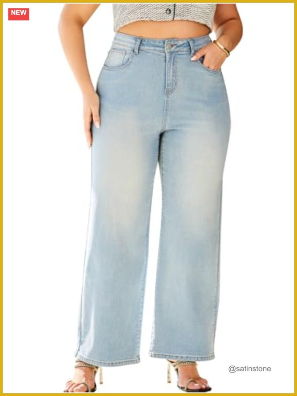 High Waisted Wide Leg Jeans Women Plus Size Stretchy Straight Leg Baggy Denim